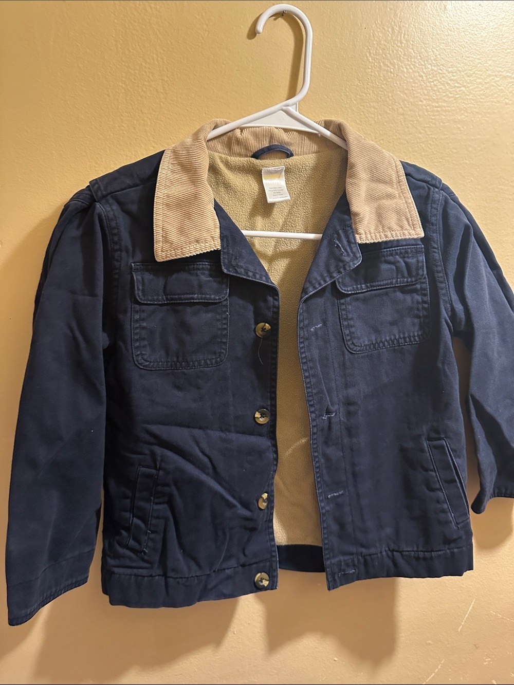 Gymboree Navy Utility Jacket with Tan Corduroy Collar